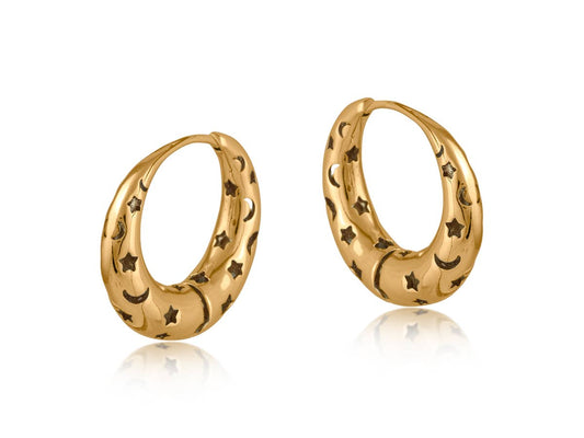 Selena Celestial Hoop Earrings: GOLD