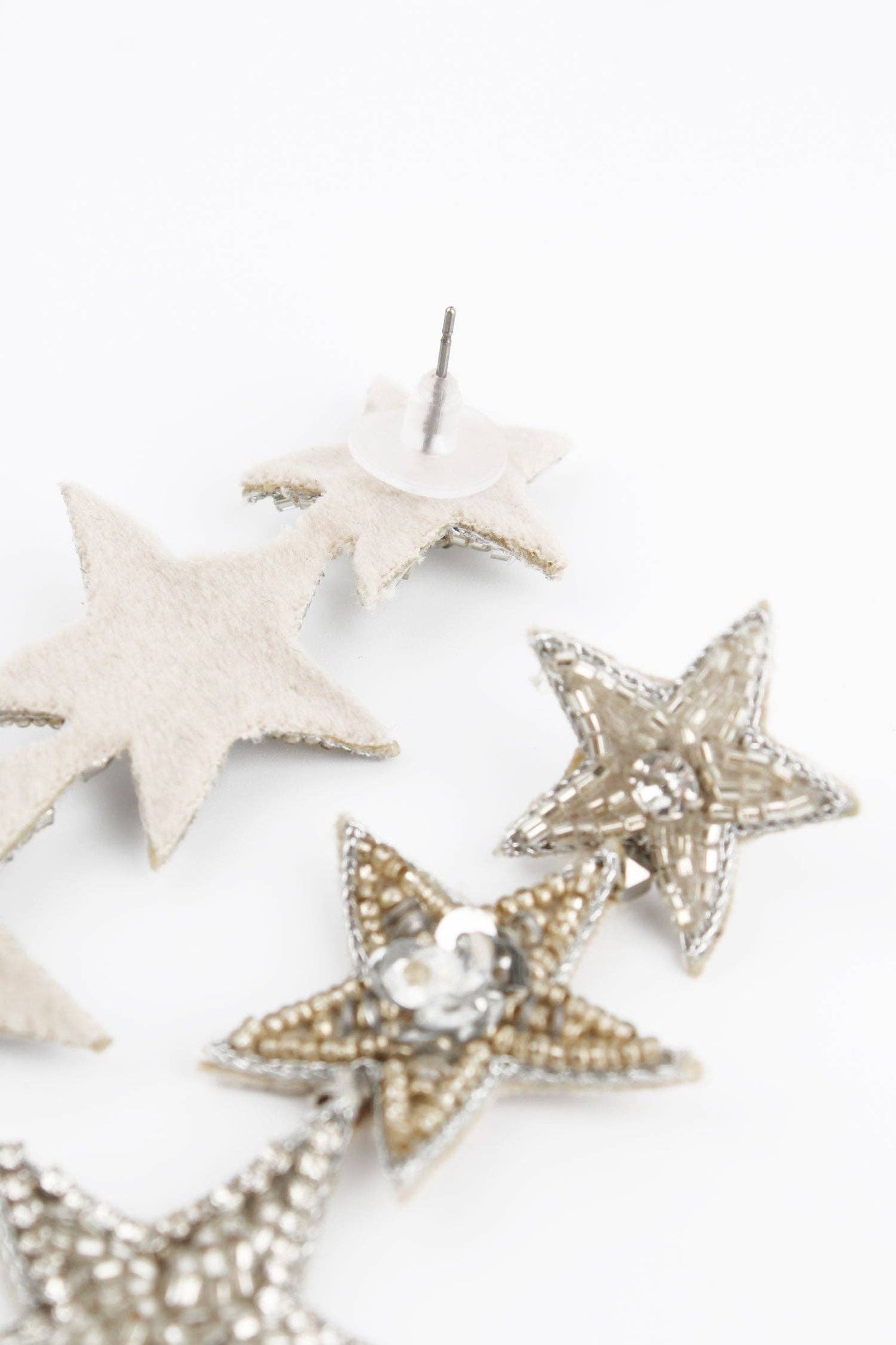 TRIPLE SILVER STAR EARRINGS