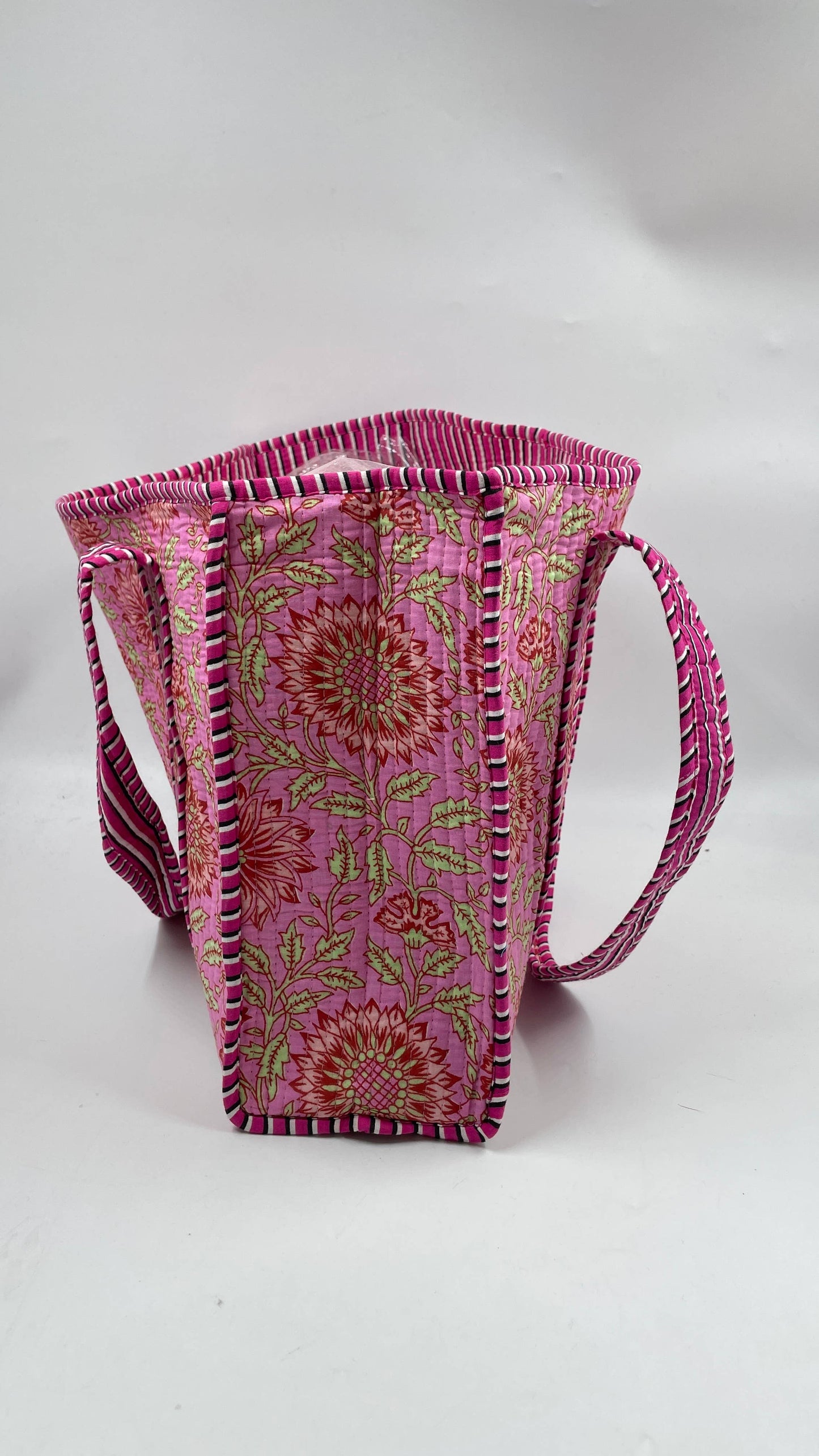 100% Cotton Kantha Quilted Boho Floral Reversible Tote(Small