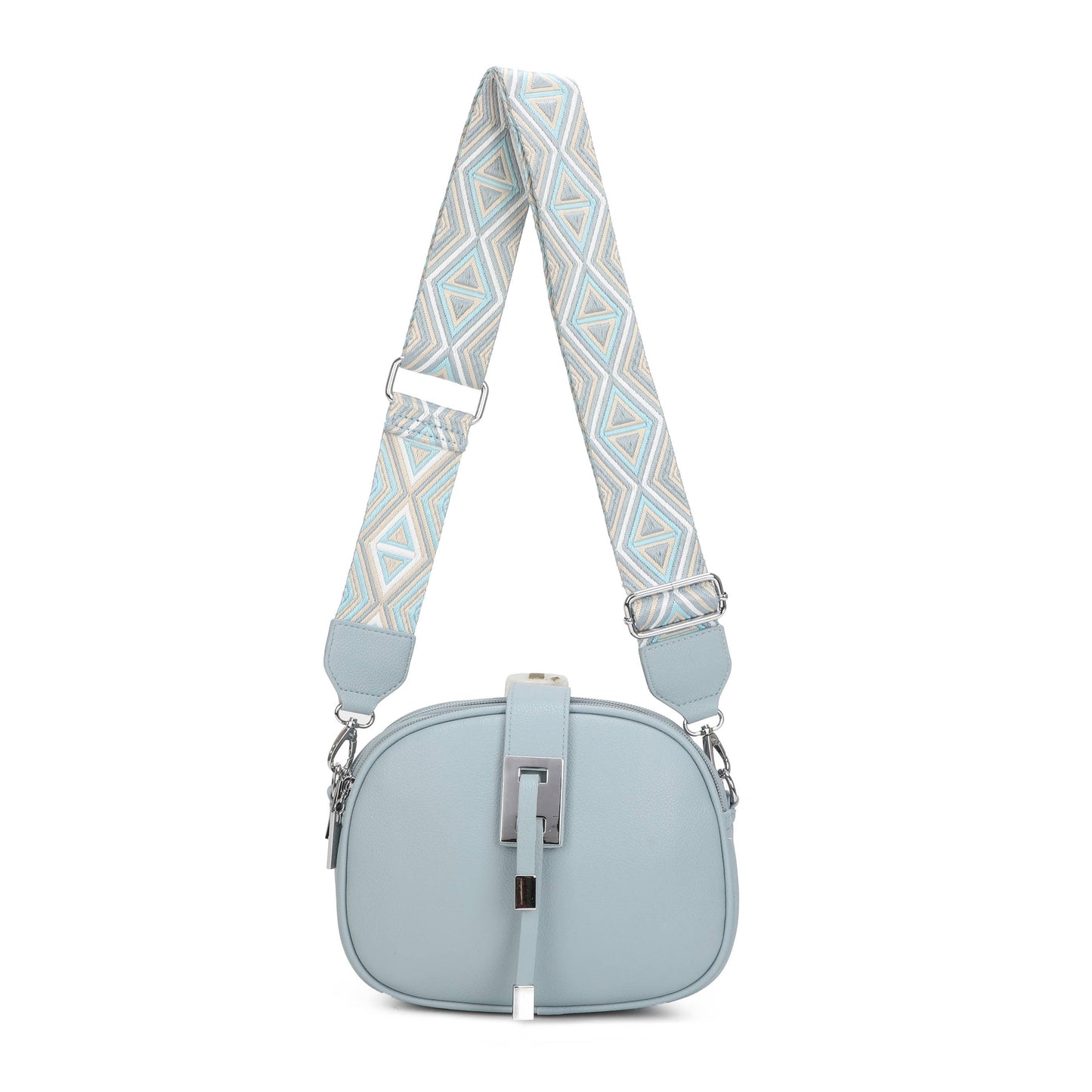 JM1307 Everyday Crossbody Bag with Pattern Strap: Dark green