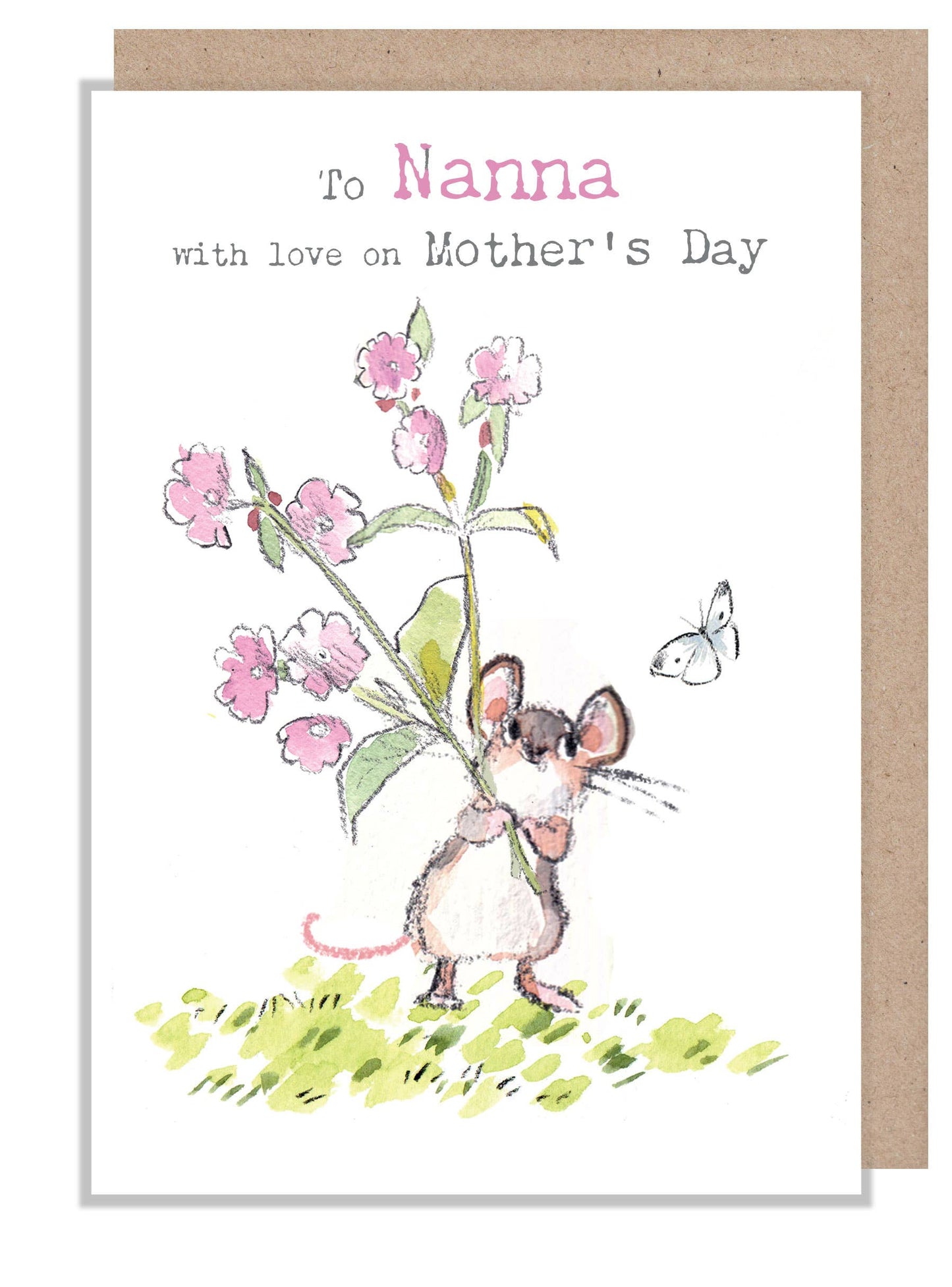 NANNA Mothers Day card - Hedgehog in flower basket- BWMD03