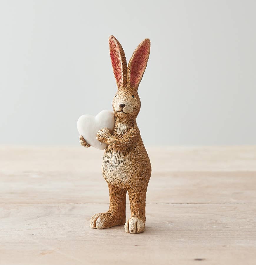 SALE - Jasper Rabbit White Heart, 14cm