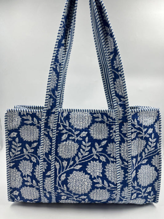 100% Cotton Kantha Quilted Boho Reversible (Small) Tote Bag