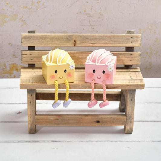 BUNNY HOPS HAND CRAFTED FONDANT FANCY POLYRESIN SHELF SITTER