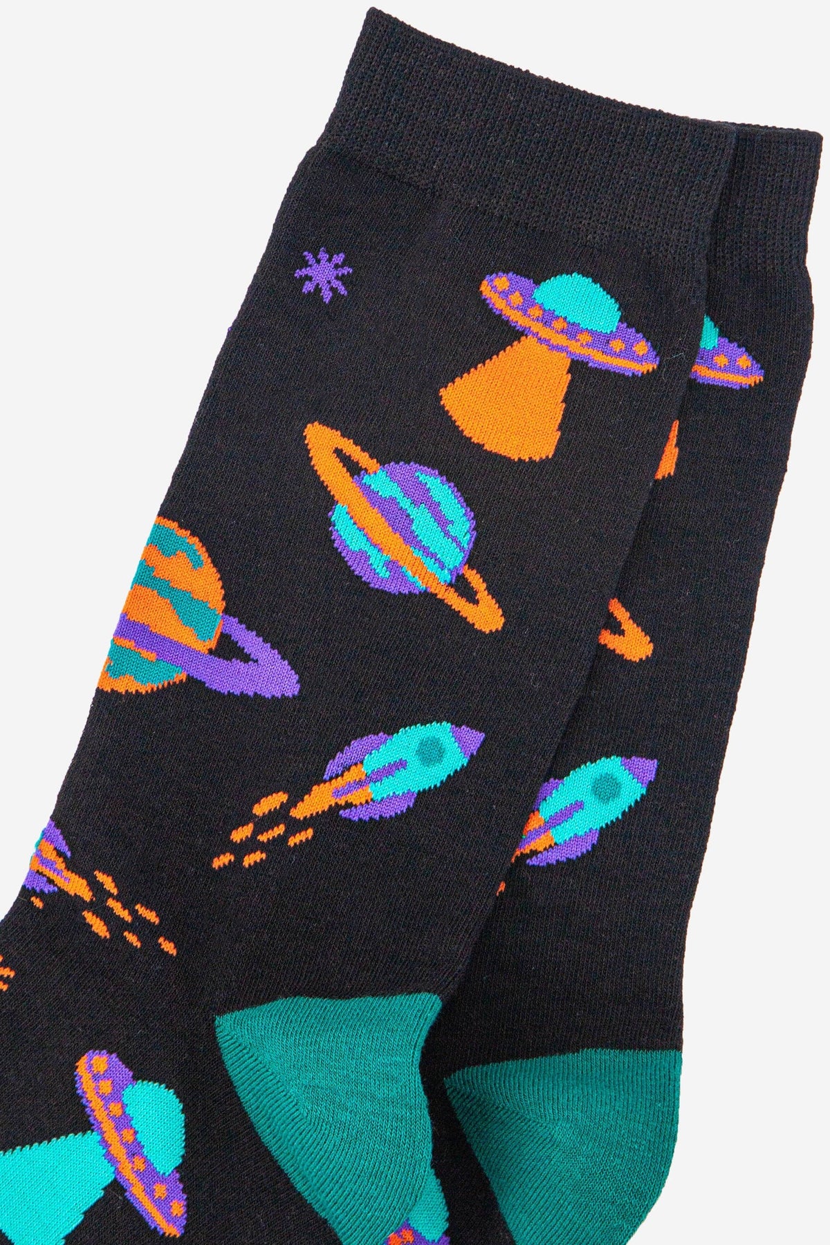 Men's Bamboo Socks - Black , Space Invasion: UK 7-11 | EU 40.5-46 | US 8-12