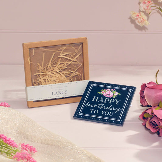 Floral Slate 'Happy Birthday to you' Coaster