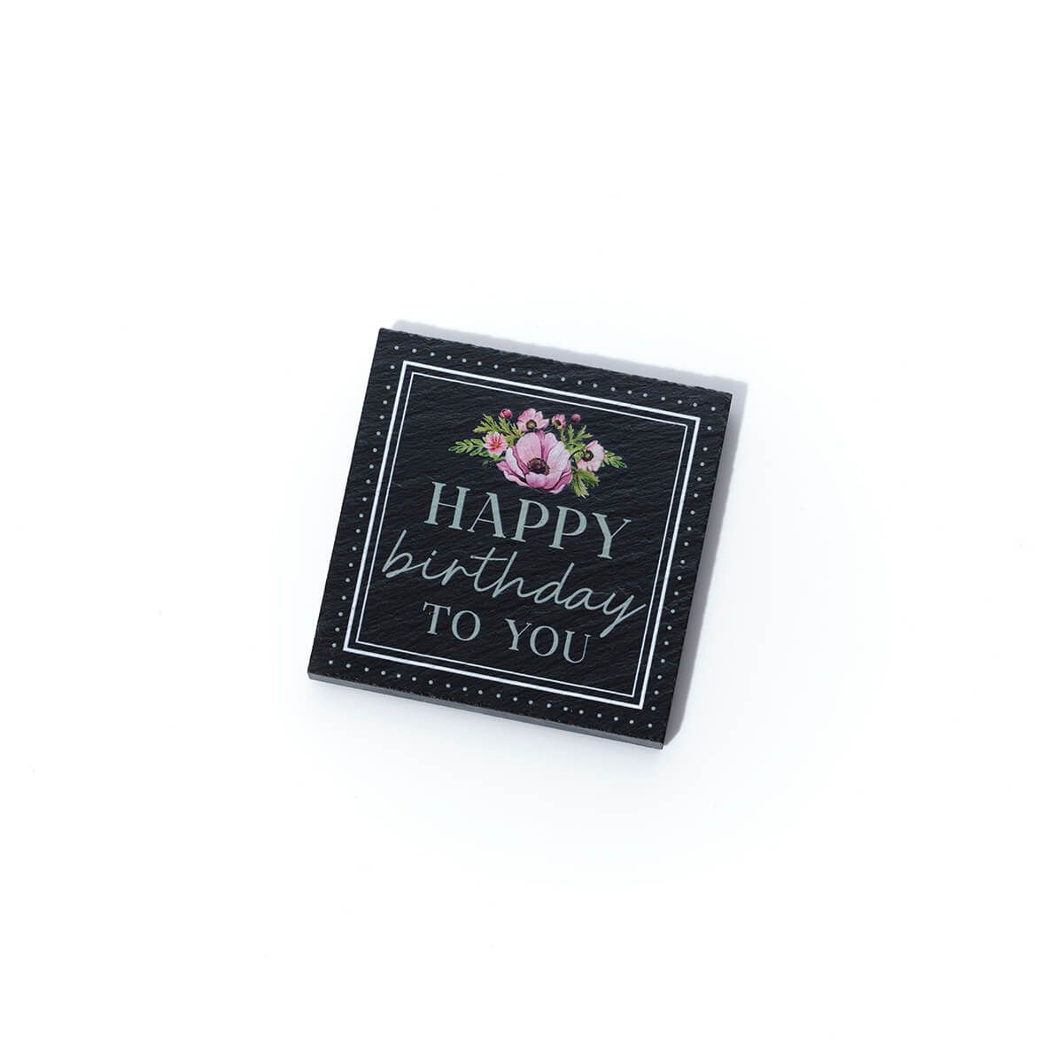 Floral Slate 'Happy Birthday to you' Coaster