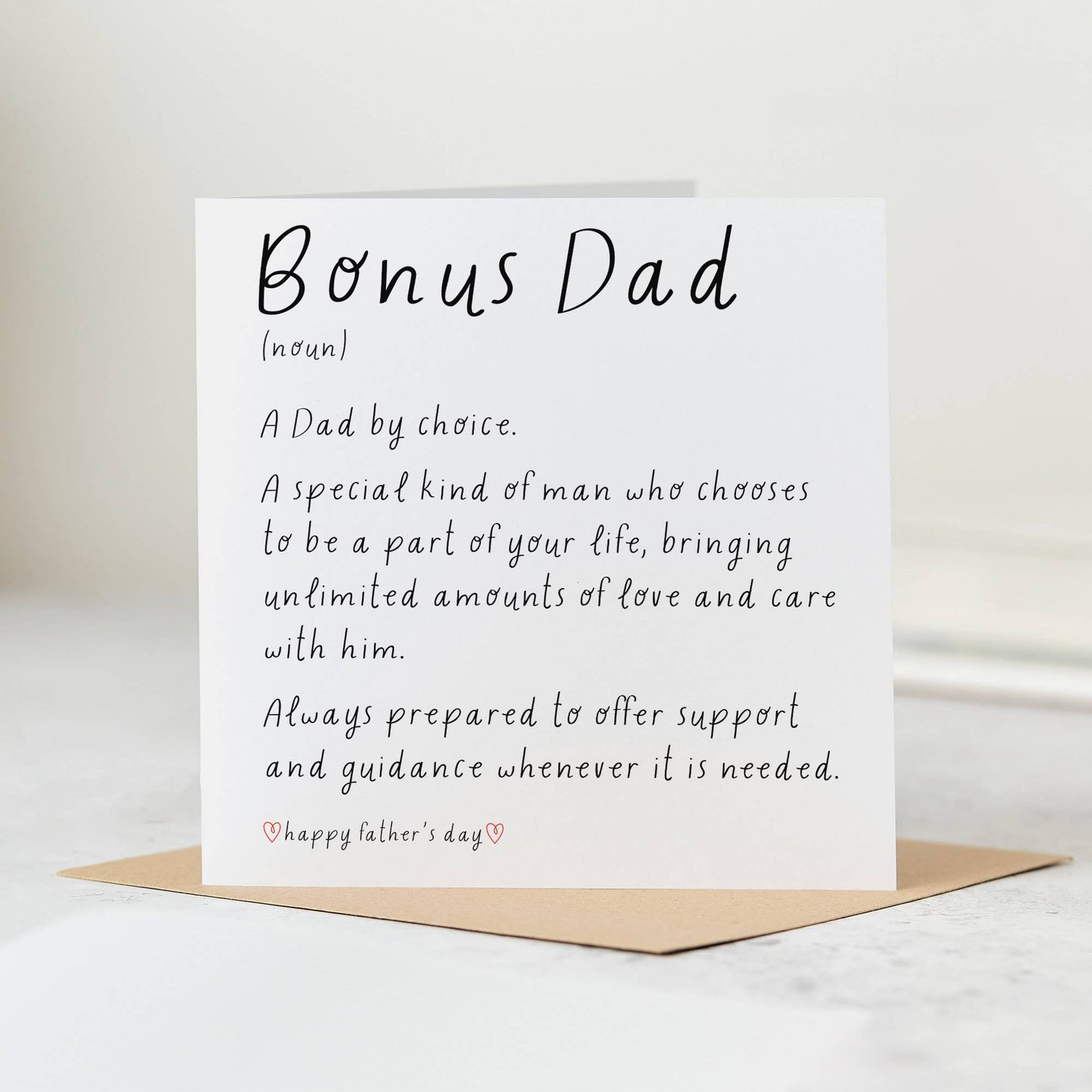 Father's Day Card for Step Dad - Bonus Dad Noun