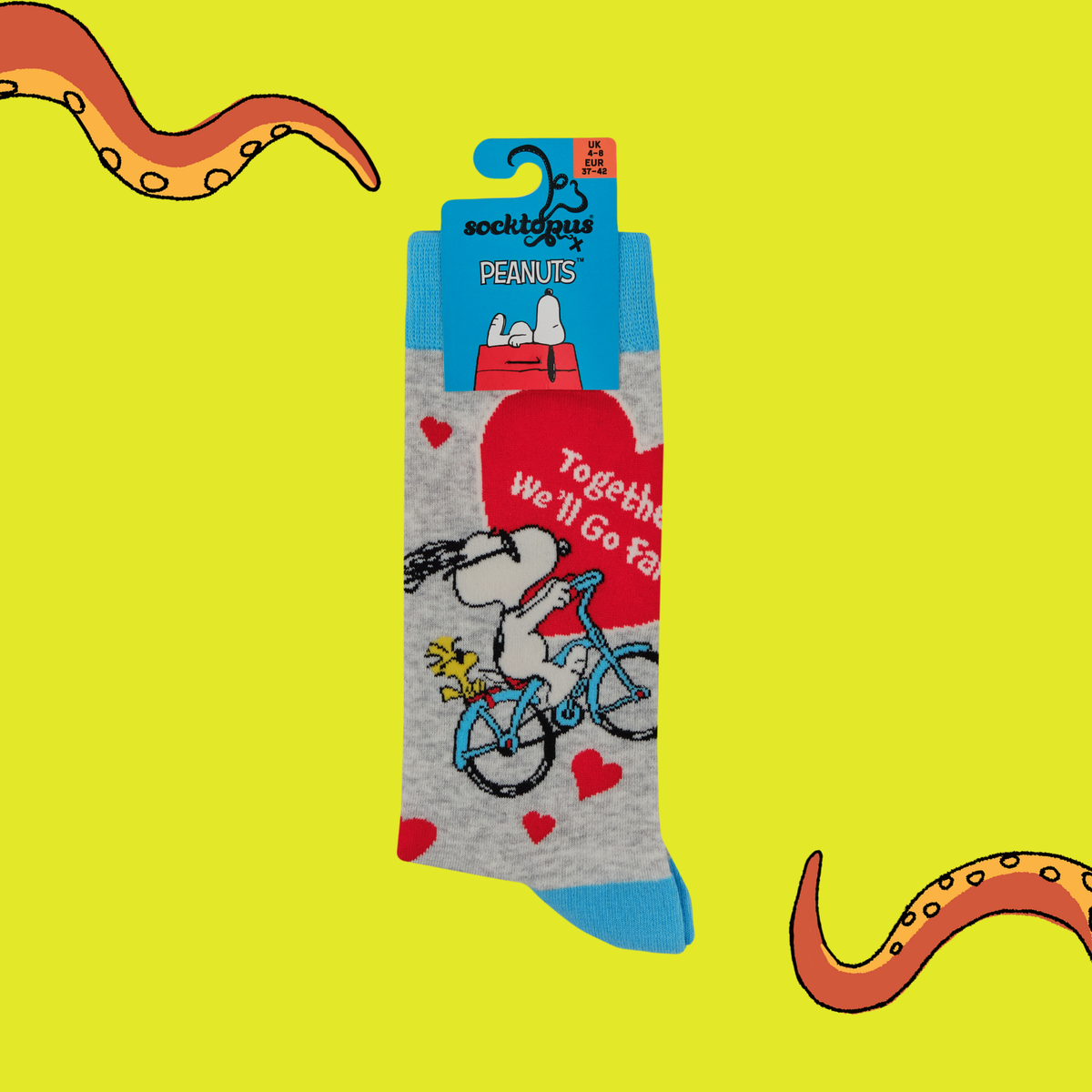 Together We Will Go Far Socks - Peanuts: GREY / L (UK 9-12 /