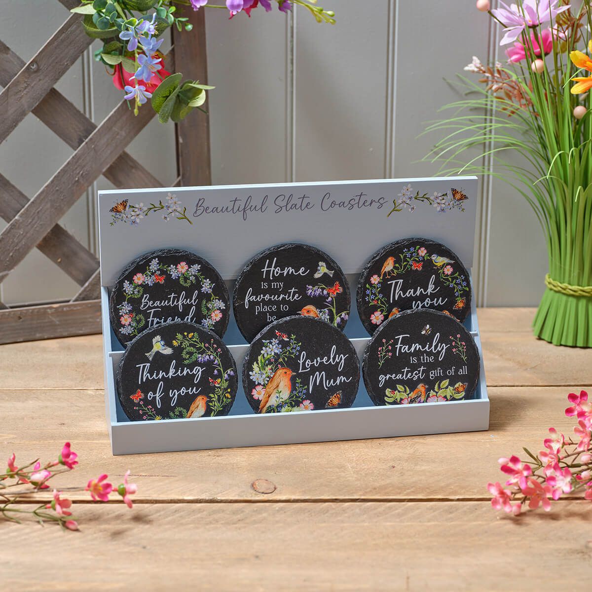 Garden Birds Slate Coaster
