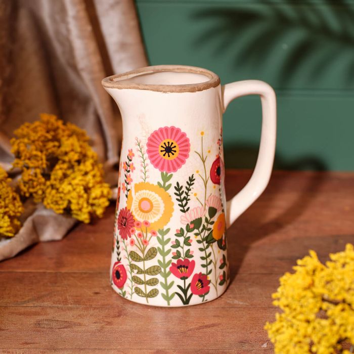 Floral Decorative Stone Jug
