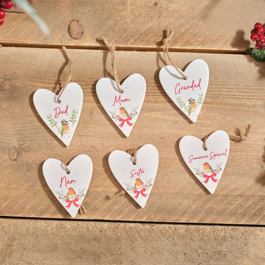 Robin Family Ceramic Heart