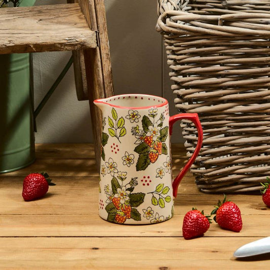 Strawberry Hand Painted Ceramic Jug