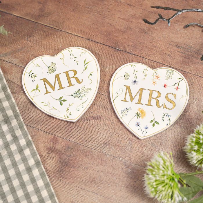 Wedding set of 2 heart coaster