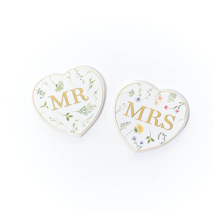Wedding set of 2 heart coaster