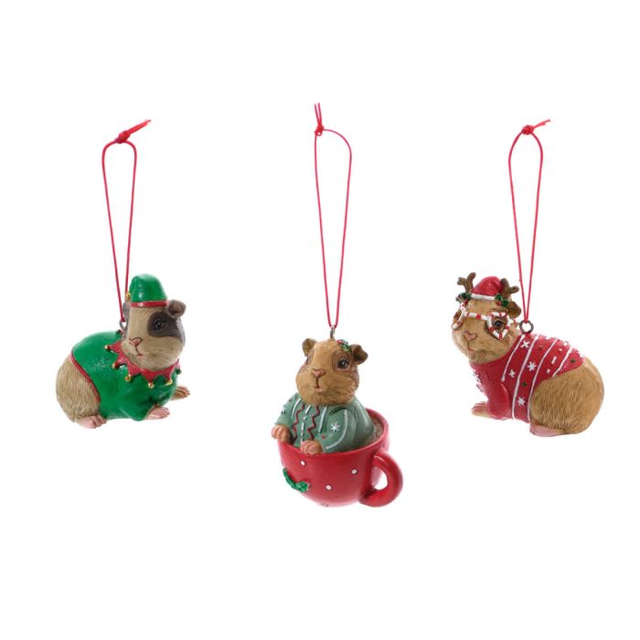 CHRISTMAS GUINEA PIG RESIN HANGER