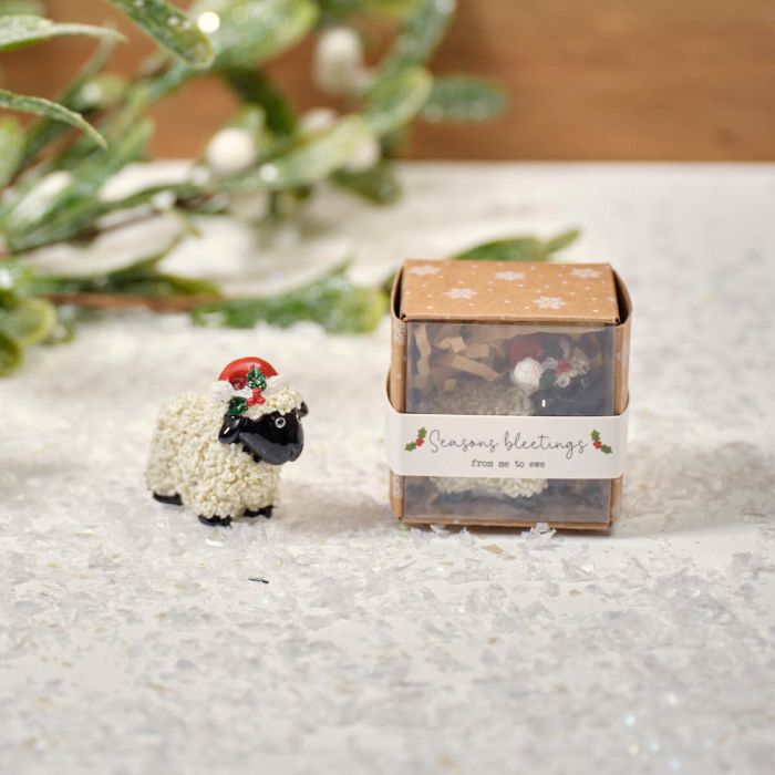 CHRISTMAS TINY WORLD RESIN SHEEP KEEPSAKE ORNAMENT WITH GIFT BOX