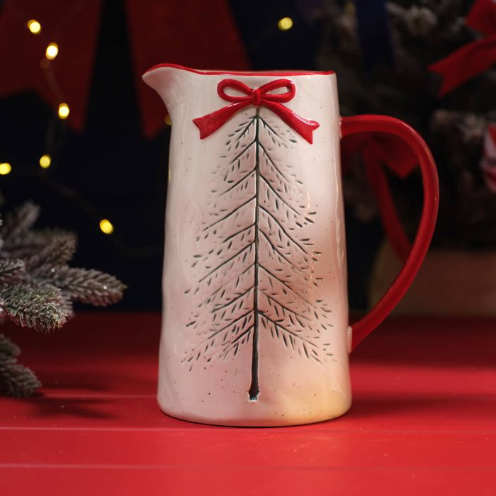 Merry Little Bows Debossed Ceramic Tall Jug