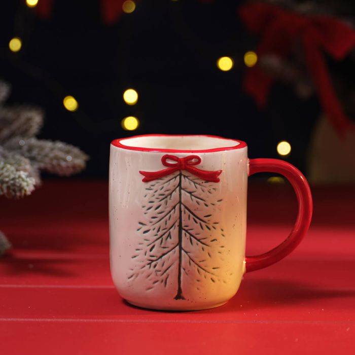 Merry Little Bows Debossed Ceramic Mug