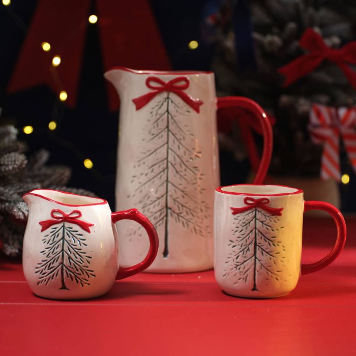 Merry Little Bows Debossed Ceramic Tall Jug