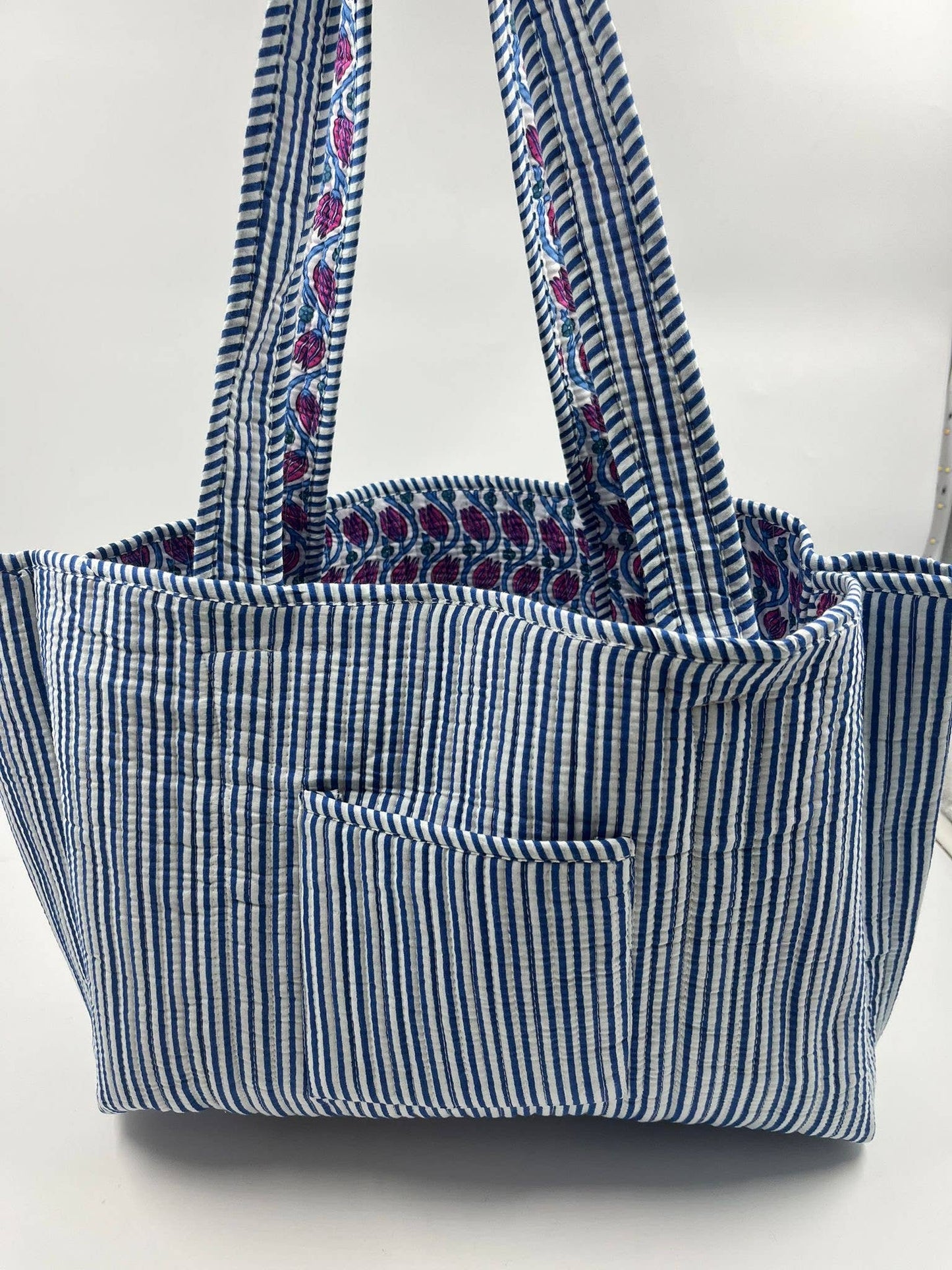 100% Cotton Kantha Quilted Boho Reversible (Small) Tote Bag