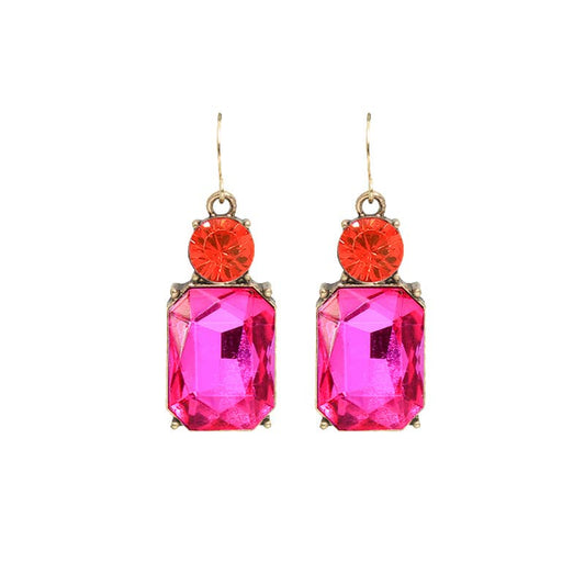 Twin Gem Earring in Pink & Orange