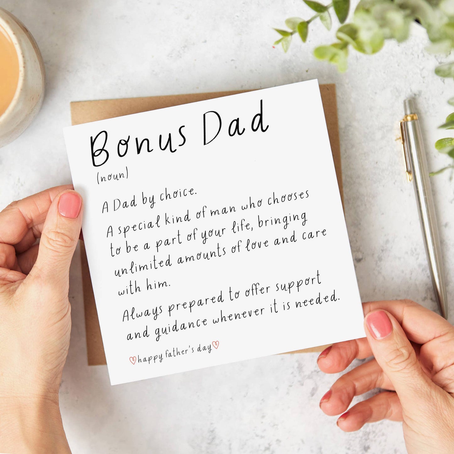 Father's Day Card for Step Dad - Bonus Dad Noun