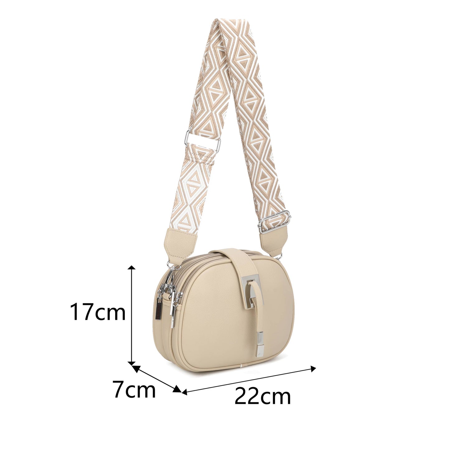 JM1307 Everyday Crossbody Bag with Pattern Strap: Dark green