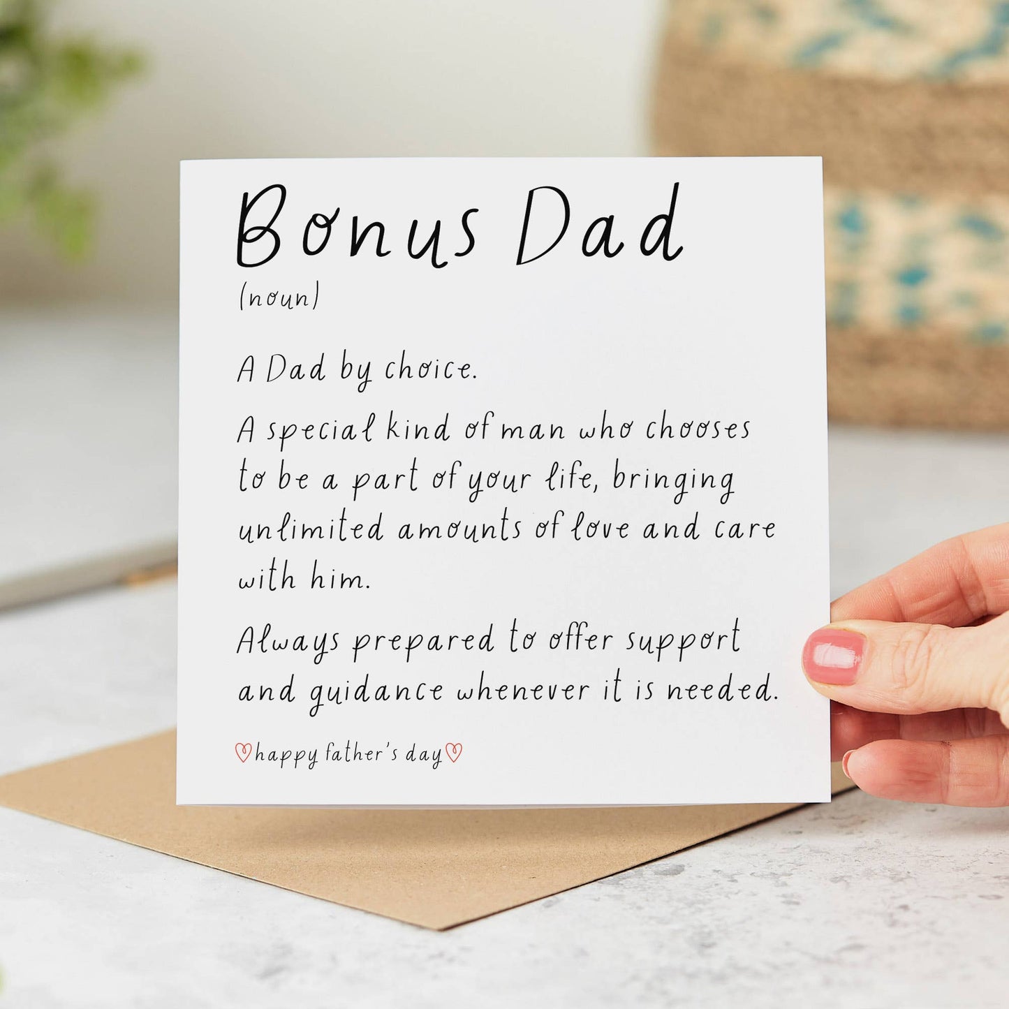 Father's Day Card for Step Dad - Bonus Dad Noun