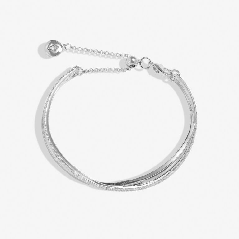 Joma Jewellery - Crossover Bangle Bracelet Bar In Silver Plating