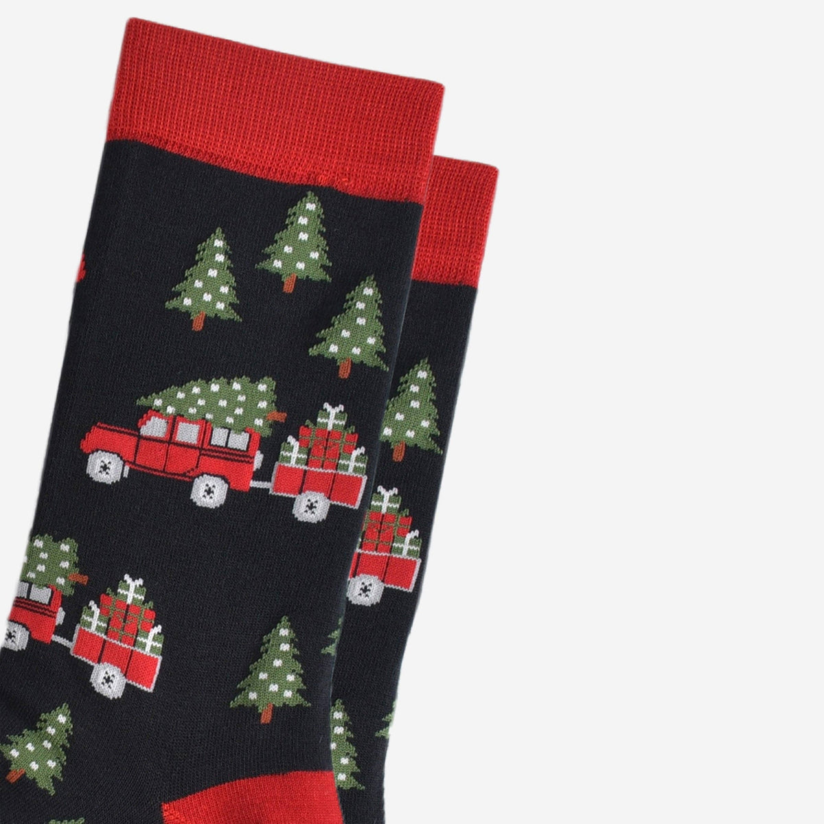 Men's Bamboo Socks - Black/Red, Christmas Tree Off Roader: UK 7-11 | EU 40.5-46 | US 8-12