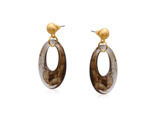 Egwene Drop Resin Metal Earrings : Brown