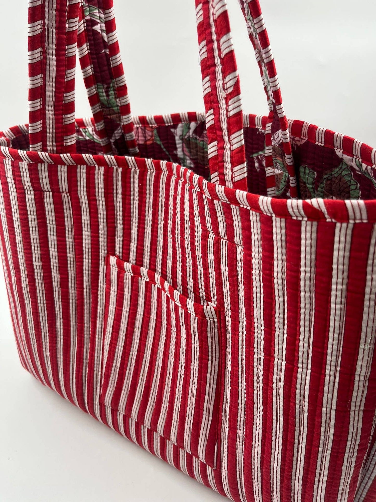 100% Cotton Kantha Quilted Boho Reversible (Small) Tote Bag