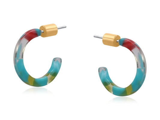 Genoa Petite Resin Hoop Earrings : BLUE/RED