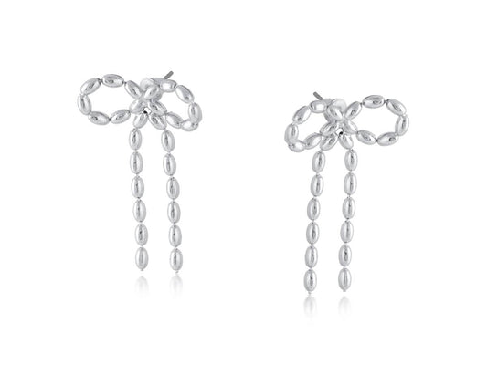 CELINE BOW STUD EARRINGS: SILVER