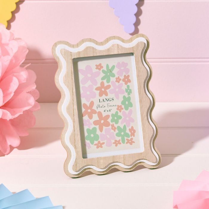 WOOD TRIPLE LAYER WAVY NATURAL WITH WHITE FRAME