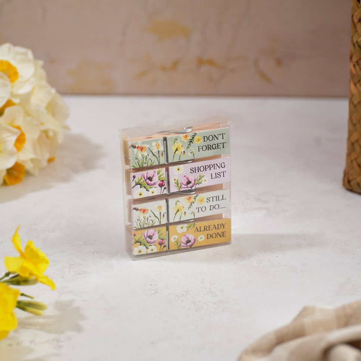 Floral Wooden Magnetic peg set