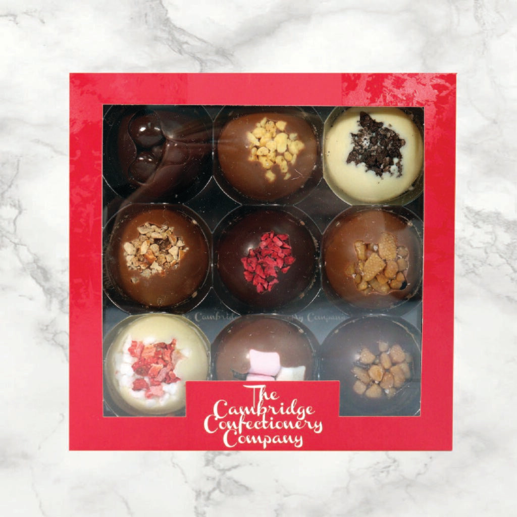 9 ASSORTED CHOCOLATE DOMES BOX RED