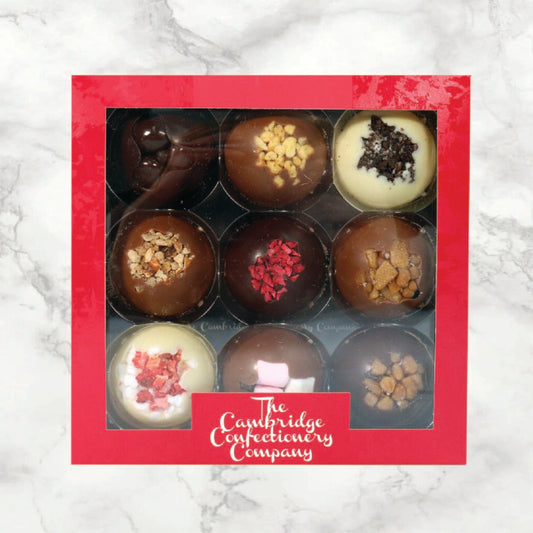 9 ASSORTED CHOCOLATE DOMES BOX RED