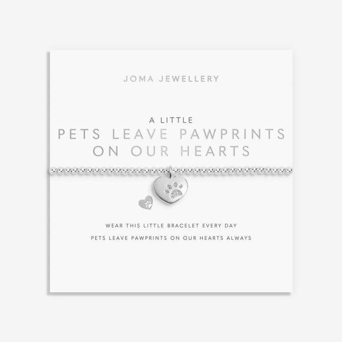 A Little 'Pets Leave Pawprints On Our Hearts' Bracelet In Silver Plating