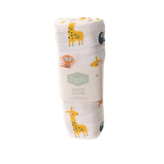 Savanna Animals Muslin: White