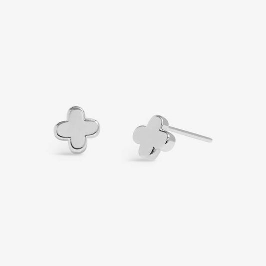 Mini Charms Clover Stud Earrings In Silver Plating - 9126