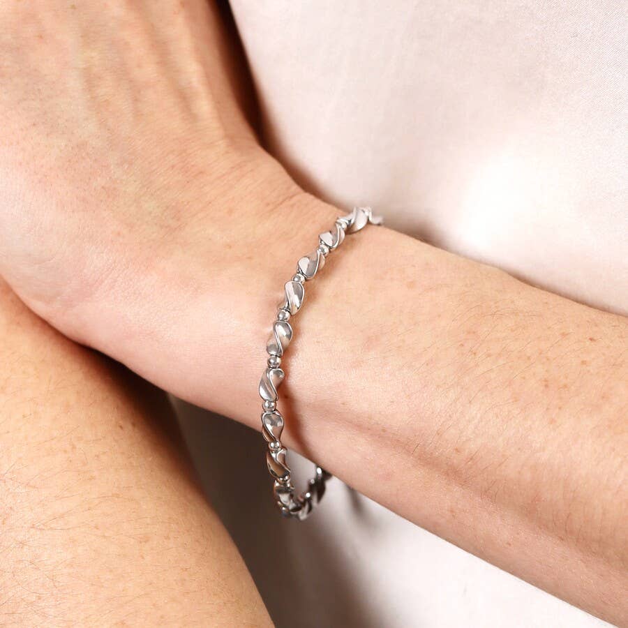 Stainless Steel Twisted Bead Bracelet