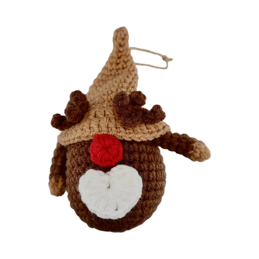 Xmas Reindeer Round Hanging Crochet Decoration
