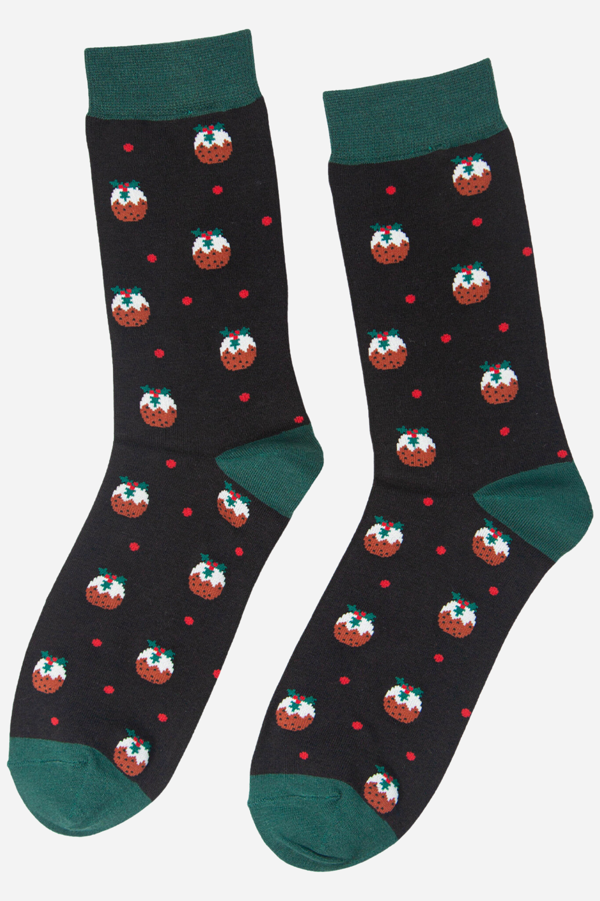 Men's Bamboo Socks - Black, Christmas Pudding