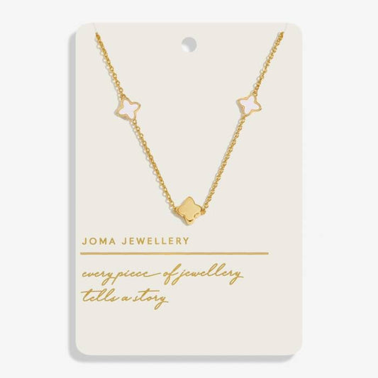 Style Stories Mother Of Pearl Clover Necklace In Gold Plating - 9202