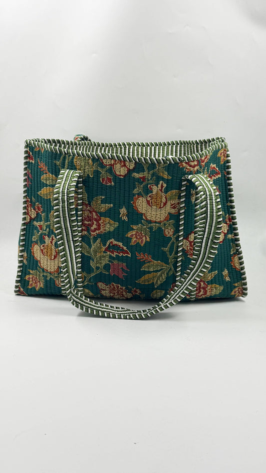 100% Cotton Kantha Quilted Boho Reversible (Small) Tote Bag