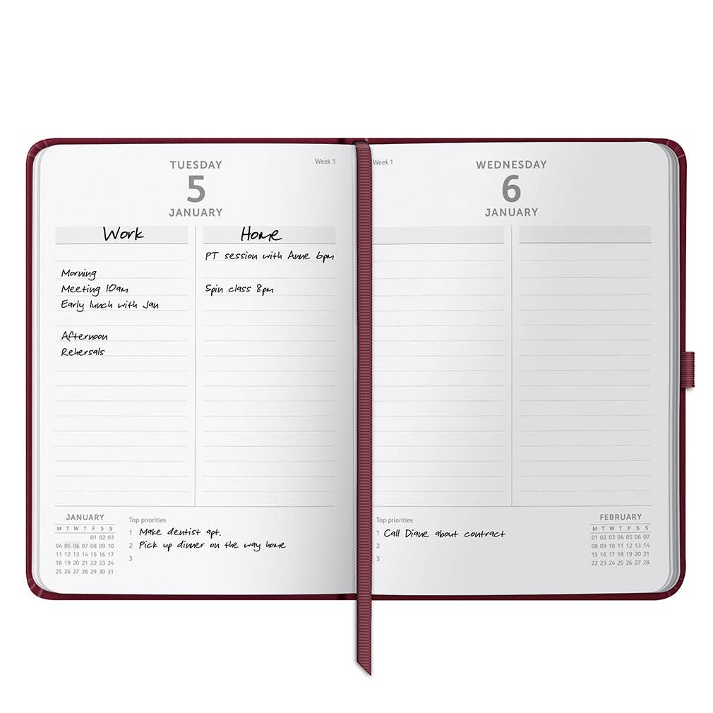 Dual Schedule Day a Page Diary 2027 Burgundy - Busy B