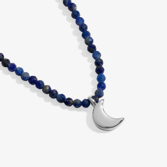 Mini Charms Lapis Lazuli Moon Necklace In Silver Plating - 9300