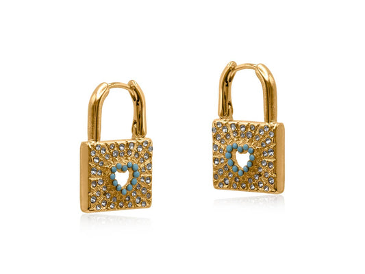 Sirens Padlock Huggie Earrings: Gold